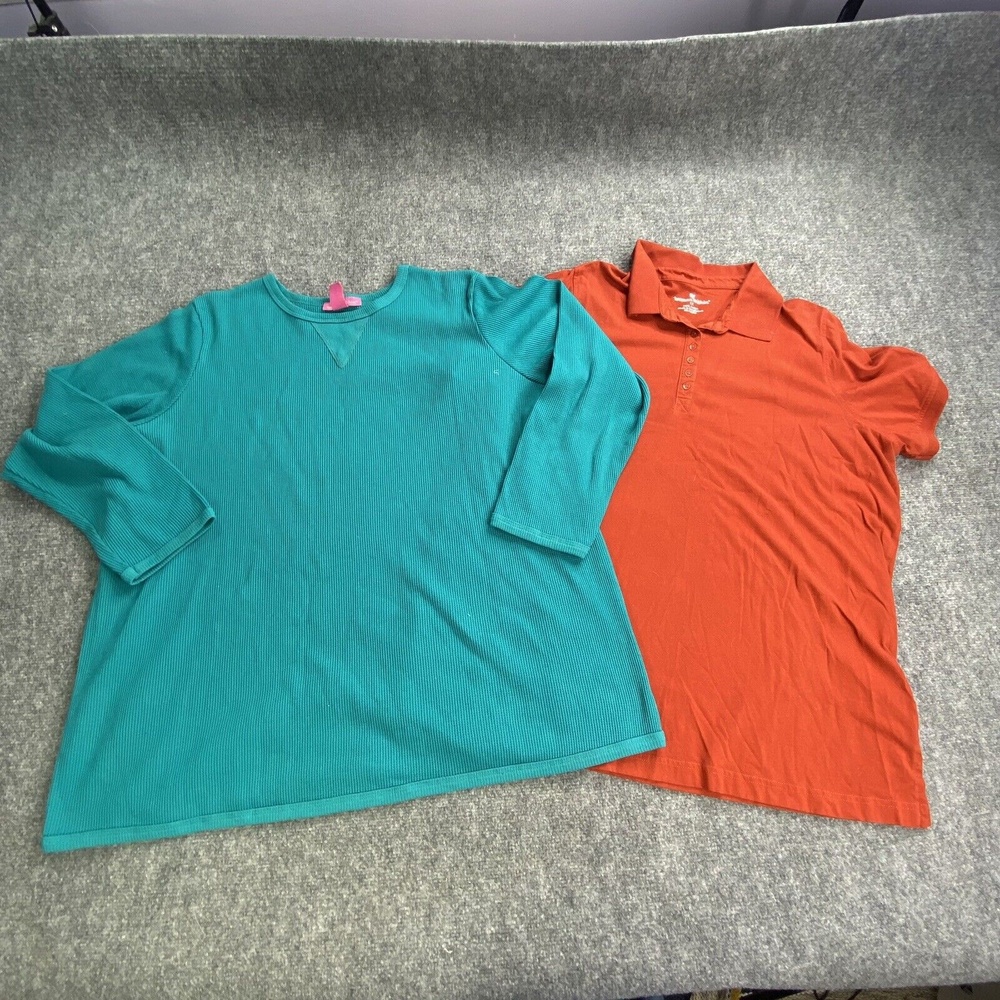 Woman Within Tops Womens 1X Lot of 2 Casual Preppy‎ Layering Retro Y2K Office